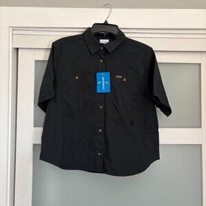 Women's COLUMBIA Brea Falls Woven SS Outdoor Hiking Fishing shirt black Large